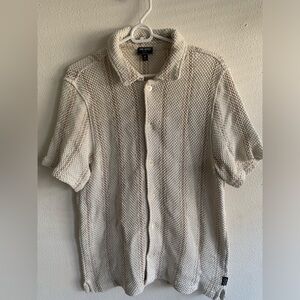 Todd Snyder Open Knit Cabana Polo Shirt Men’s Medium White Chalk Tan Italy